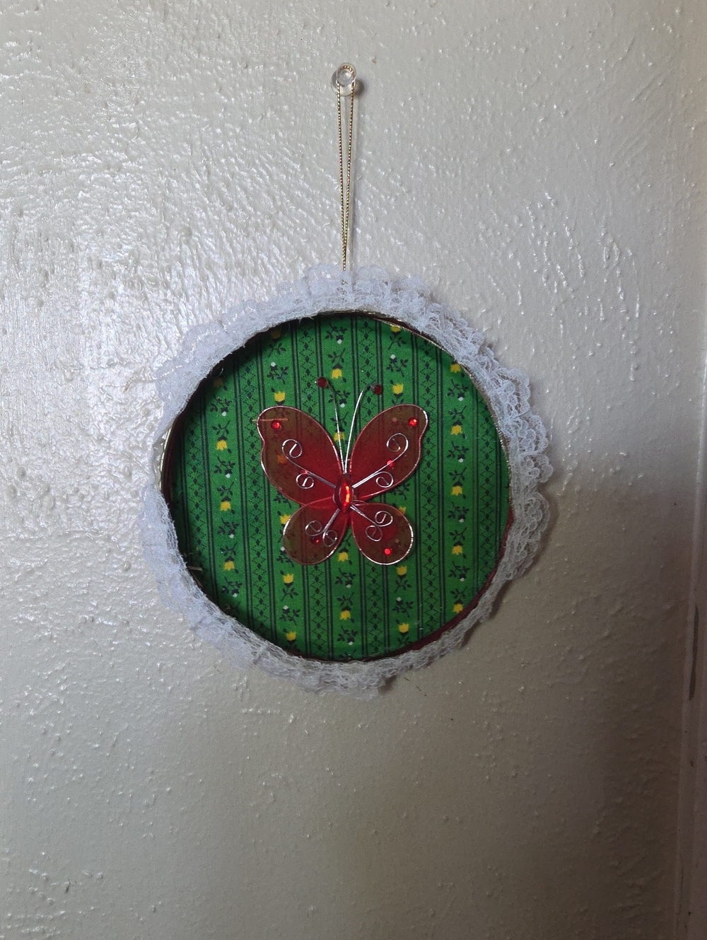 Handmade Green and Red Butterfly Wall Hanging